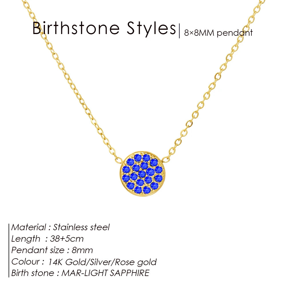 Emanco Birthstone Zirconia Necklace 12 Color Stainless Steel Pendant Necklace Constellation Month Gift Jewelry Wholesale
