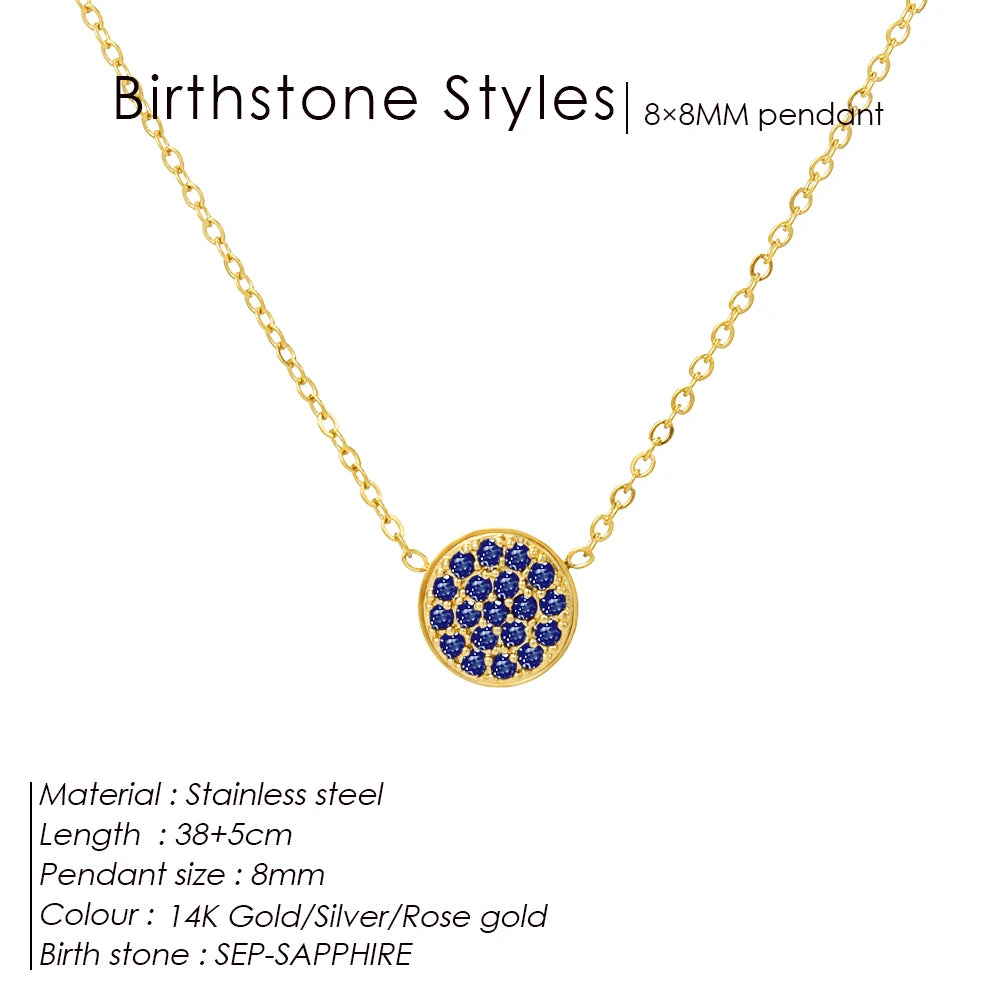 Emanco Birthstone Zirconia Necklace 12 Color Stainless Steel Pendant Necklace Constellation Month Gift Jewelry Wholesale