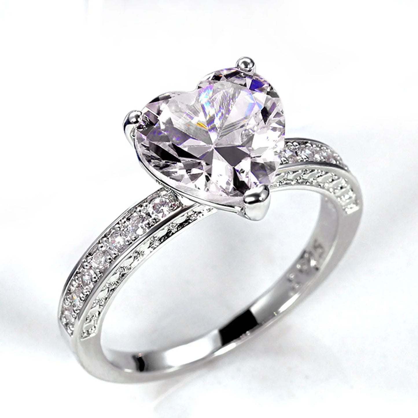 3-In-1 Rhinestone Stainless Steel Promise Ring