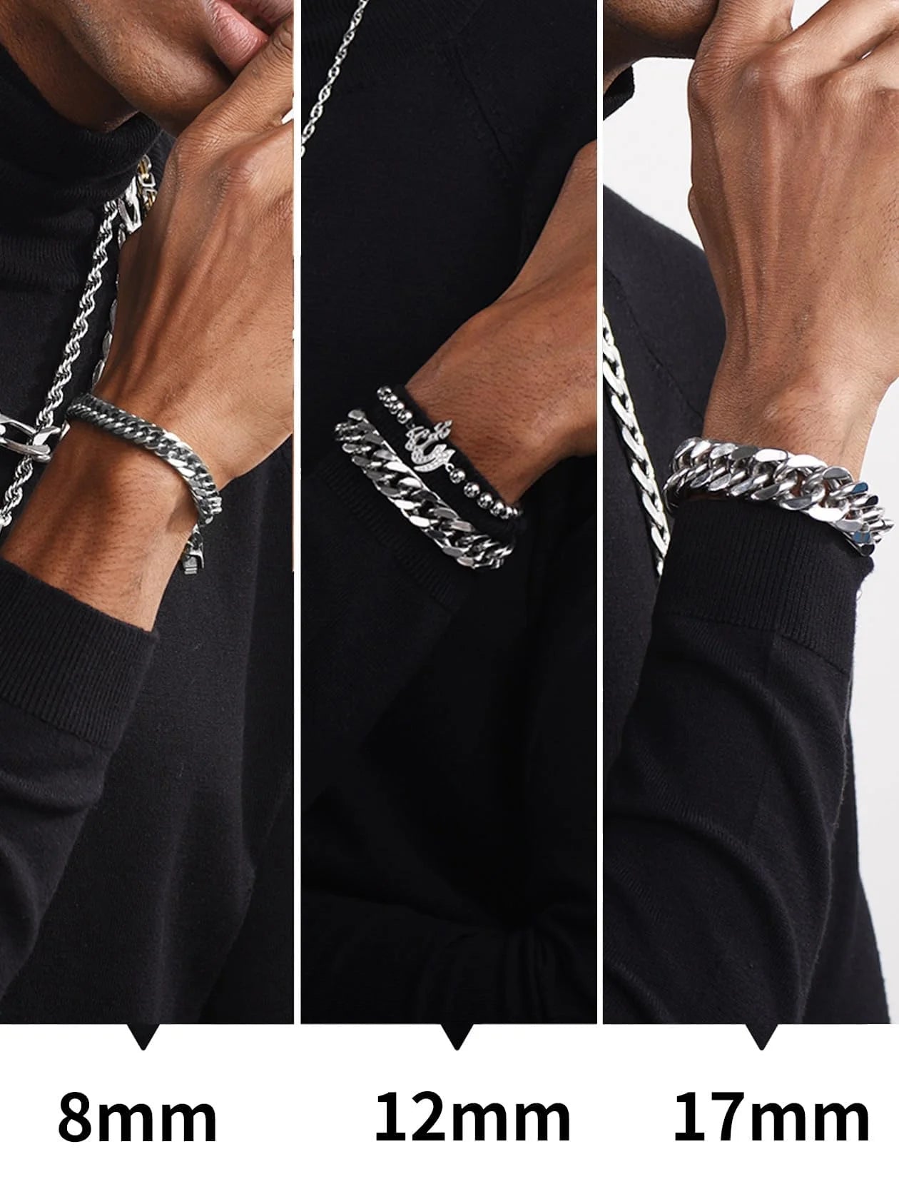 Men Stainless Steel Cuban Chain Bracelets 17Mm Hip Pop Chunky Franco Chain Bracelet 8.3 Inch Heavy Link Chains for Son Husband Jewelry Birthday Teen Graduation Father'S Day Gifts