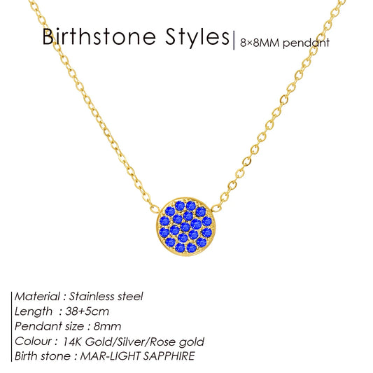 Emanco Birthstone Zirconia Necklace 12 Color Stainless Steel Pendant Necklace Constellation Month Gift Jewelry Wholesale