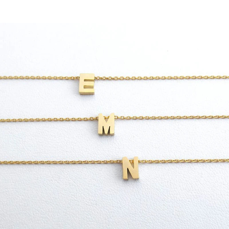 304 Stainless Steel 26 Letter Bracelet Dainty Initial Letter Bracelet Necklace Jewelry Gift FCB0051