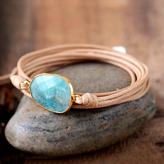 High End Wrap Bracelet Natural Stones Amazonite Boho Long Friendship Bracelet Statement Bracelets Women Gifts Dropshipping