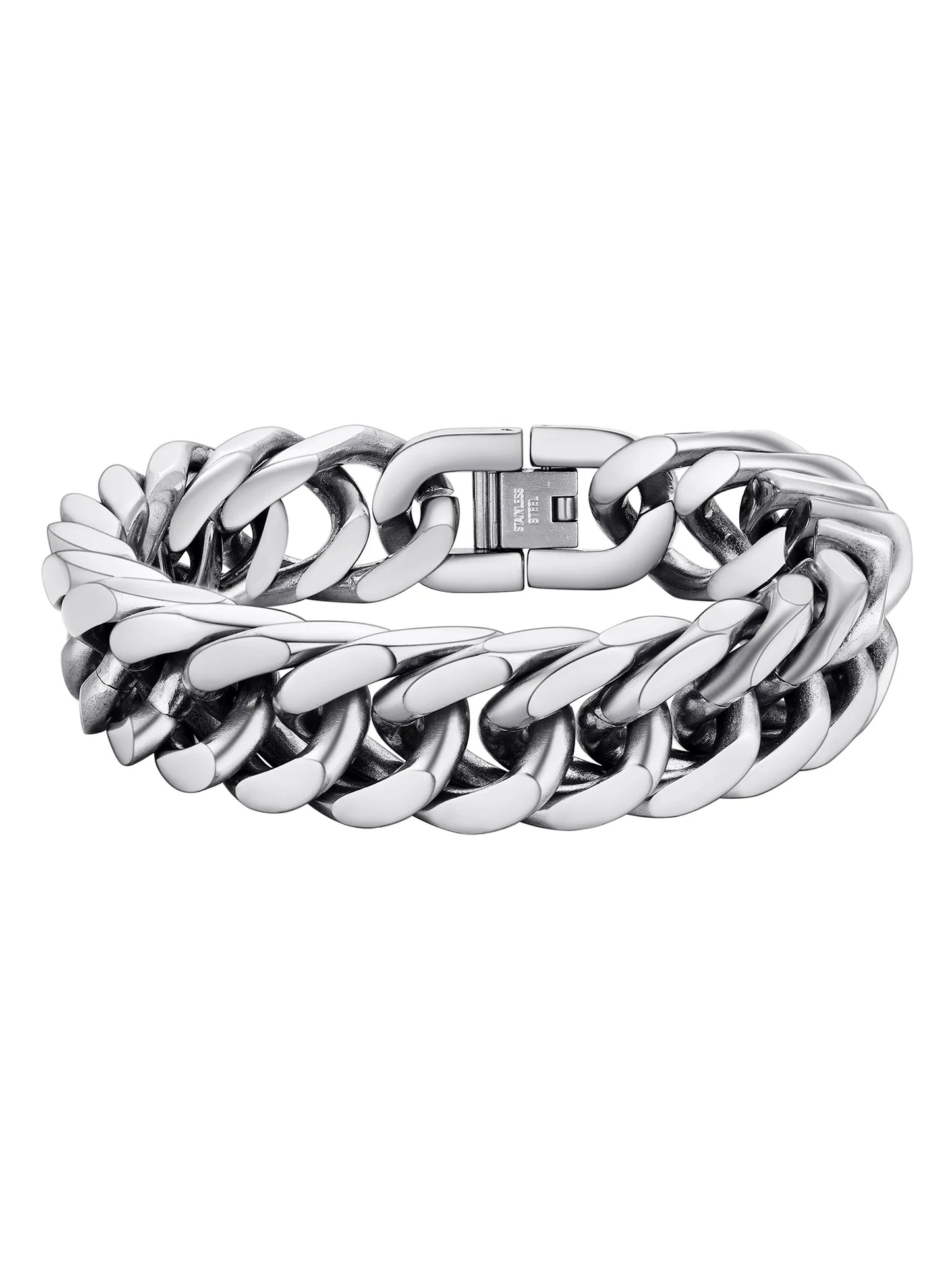 Men Stainless Steel Cuban Chain Bracelets 17Mm Hip Pop Chunky Franco Chain Bracelet 8.3 Inch Heavy Link Chains for Son Husband Jewelry Birthday Teen Graduation Father'S Day Gifts