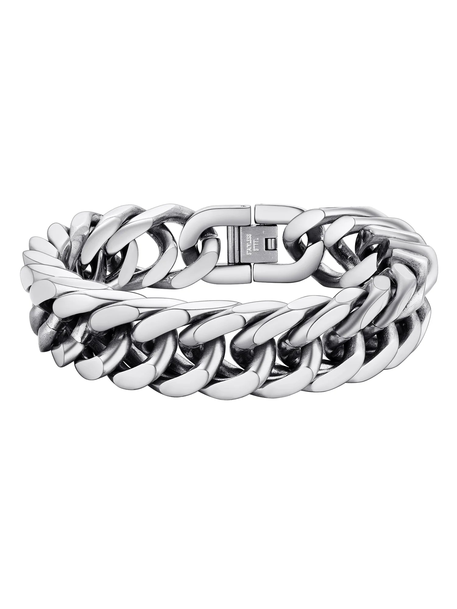 Men Stainless Steel Cuban Chain Bracelets 17Mm Hip Pop Chunky Franco Chain Bracelet 8.3 Inch Heavy Link Chains for Son Husband Jewelry Birthday Teen Graduation Father'S Day Gifts