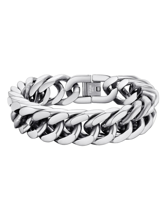 Men Stainless Steel Cuban Chain Bracelets 17Mm Hip Pop Chunky Franco Chain Bracelet 8.3 Inch Heavy Link Chains for Son Husband Jewelry Birthday Teen Graduation Father'S Day Gifts