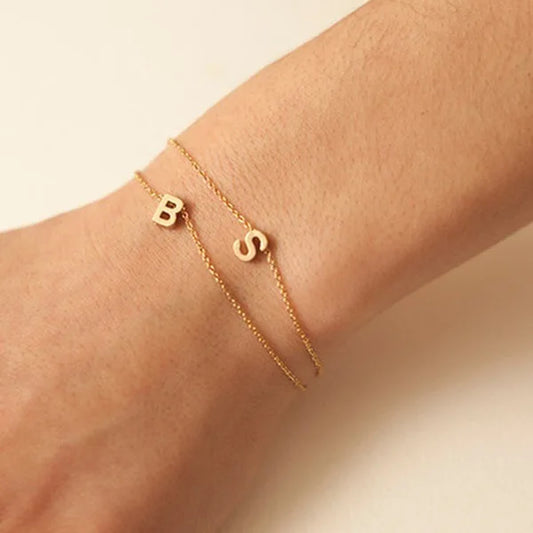 304 Stainless Steel 26 Letter Bracelet Dainty Initial Letter Bracelet Necklace Jewelry Gift FCB0051