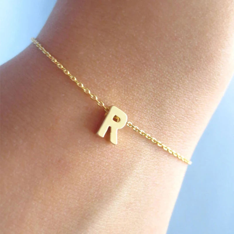 304 Stainless Steel 26 Letter Bracelet Dainty Initial Letter Bracelet Necklace Jewelry Gift FCB0051
