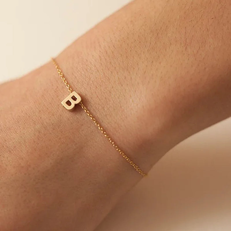 304 Stainless Steel 26 Letter Bracelet Dainty Initial Letter Bracelet Necklace Jewelry Gift FCB0051